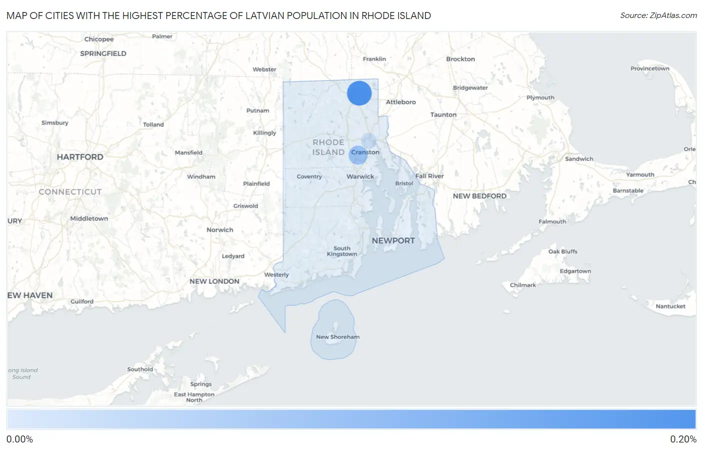 Cities with the Highest Percentage of Latvian Population in Rhode Island Map