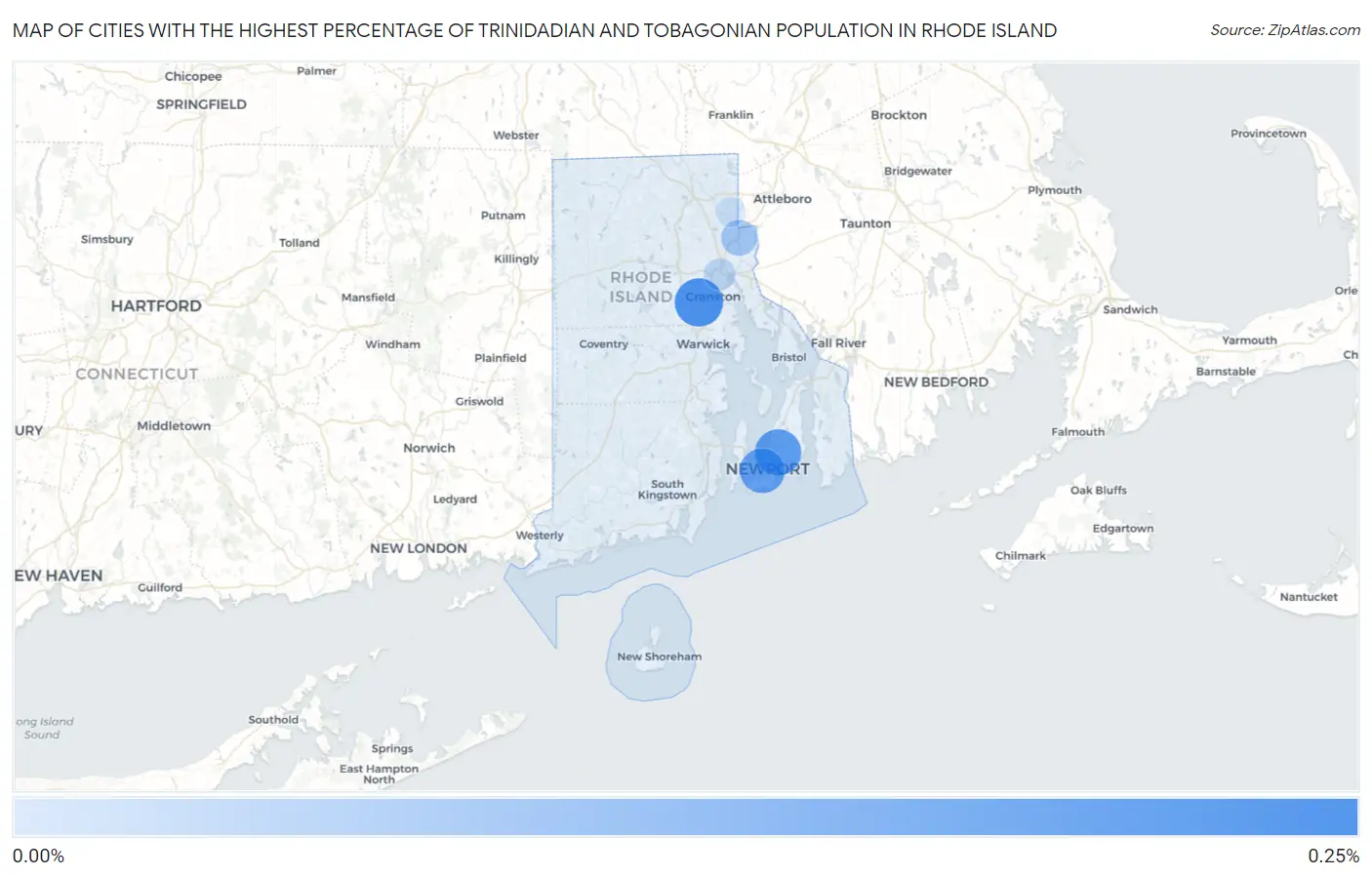 Cities with the Highest Percentage of Trinidadian and Tobagonian Population in Rhode Island Map