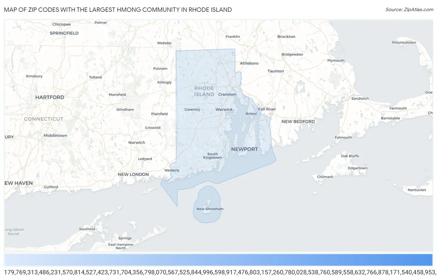 Zip Codes with the Largest Hmong Community in Rhode Island Map