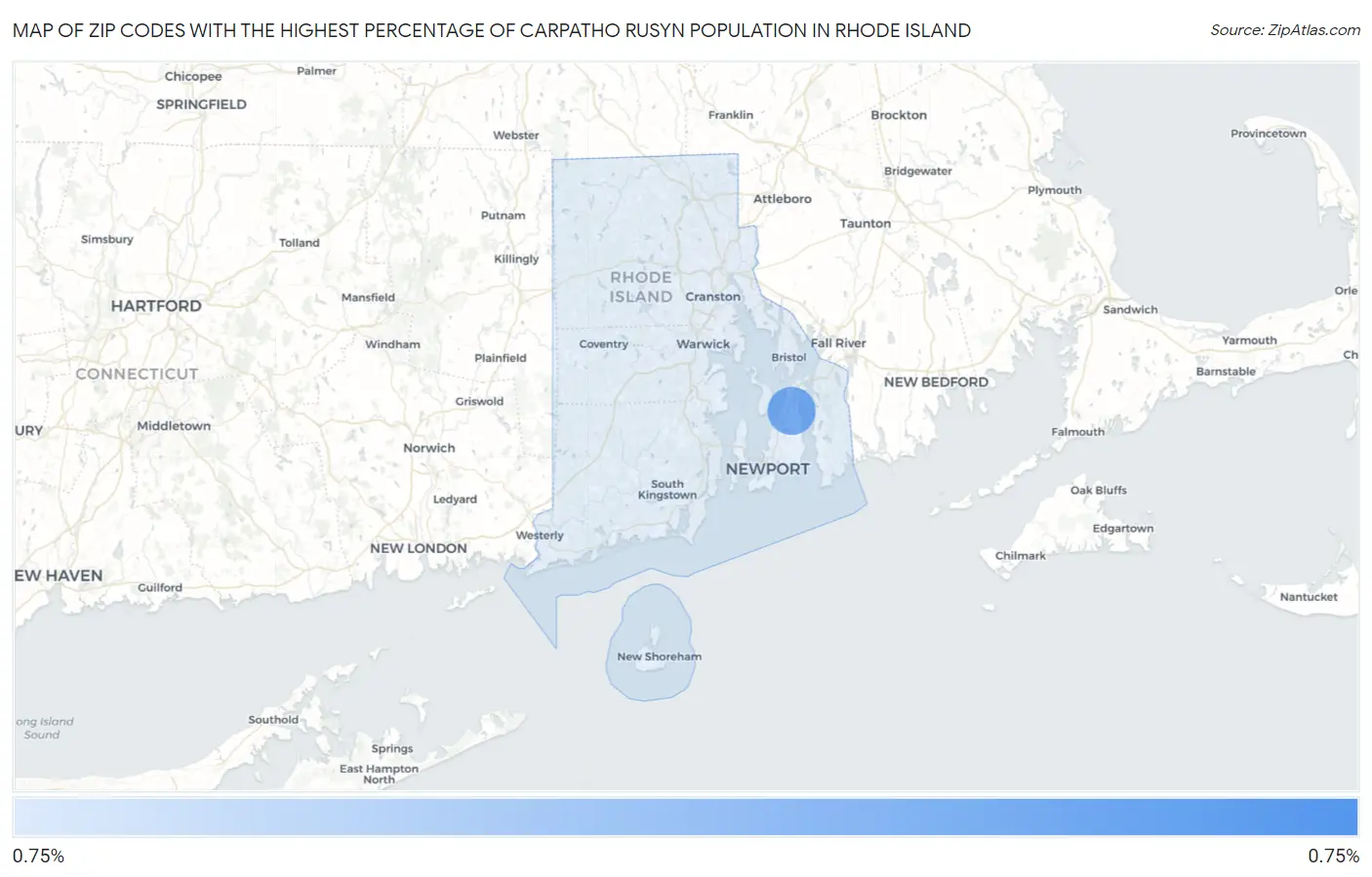 Zip Codes with the Highest Percentage of Carpatho Rusyn Population in Rhode Island Map