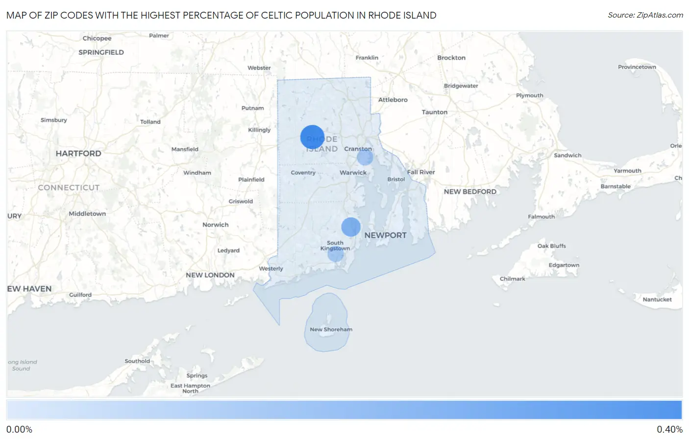 Zip Codes with the Highest Percentage of Celtic Population in Rhode Island Map