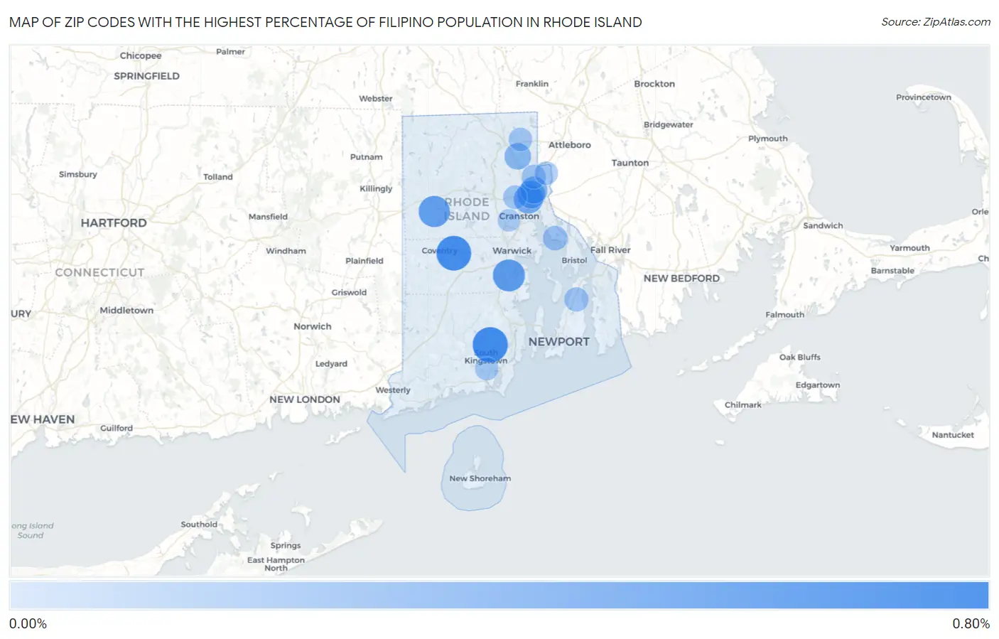 Zip Codes with the Highest Percentage of Filipino Population in Rhode Island Map