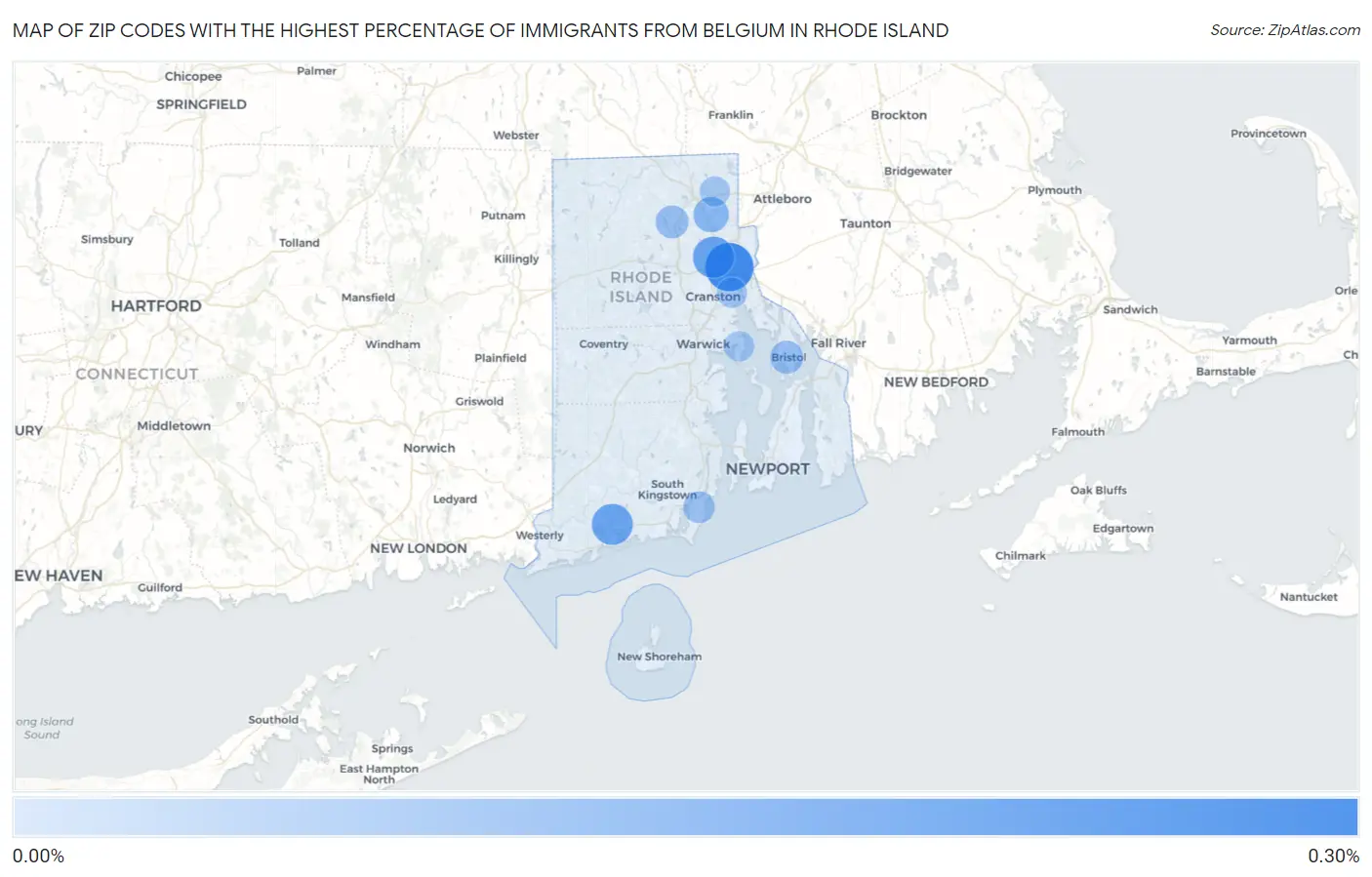 Zip Codes with the Highest Percentage of Immigrants from Belgium in Rhode Island Map