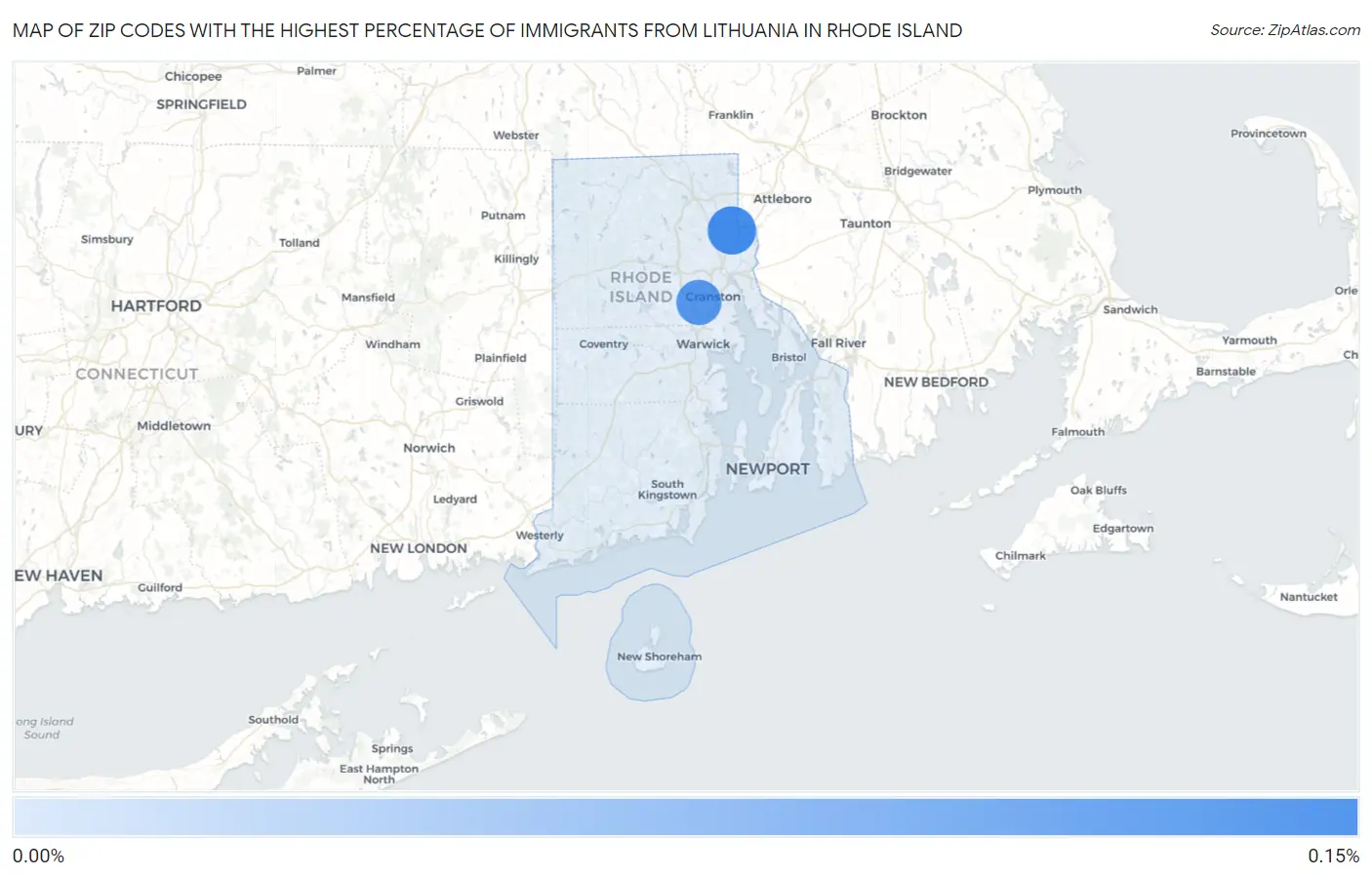 Zip Codes with the Highest Percentage of Immigrants from Lithuania in Rhode Island Map