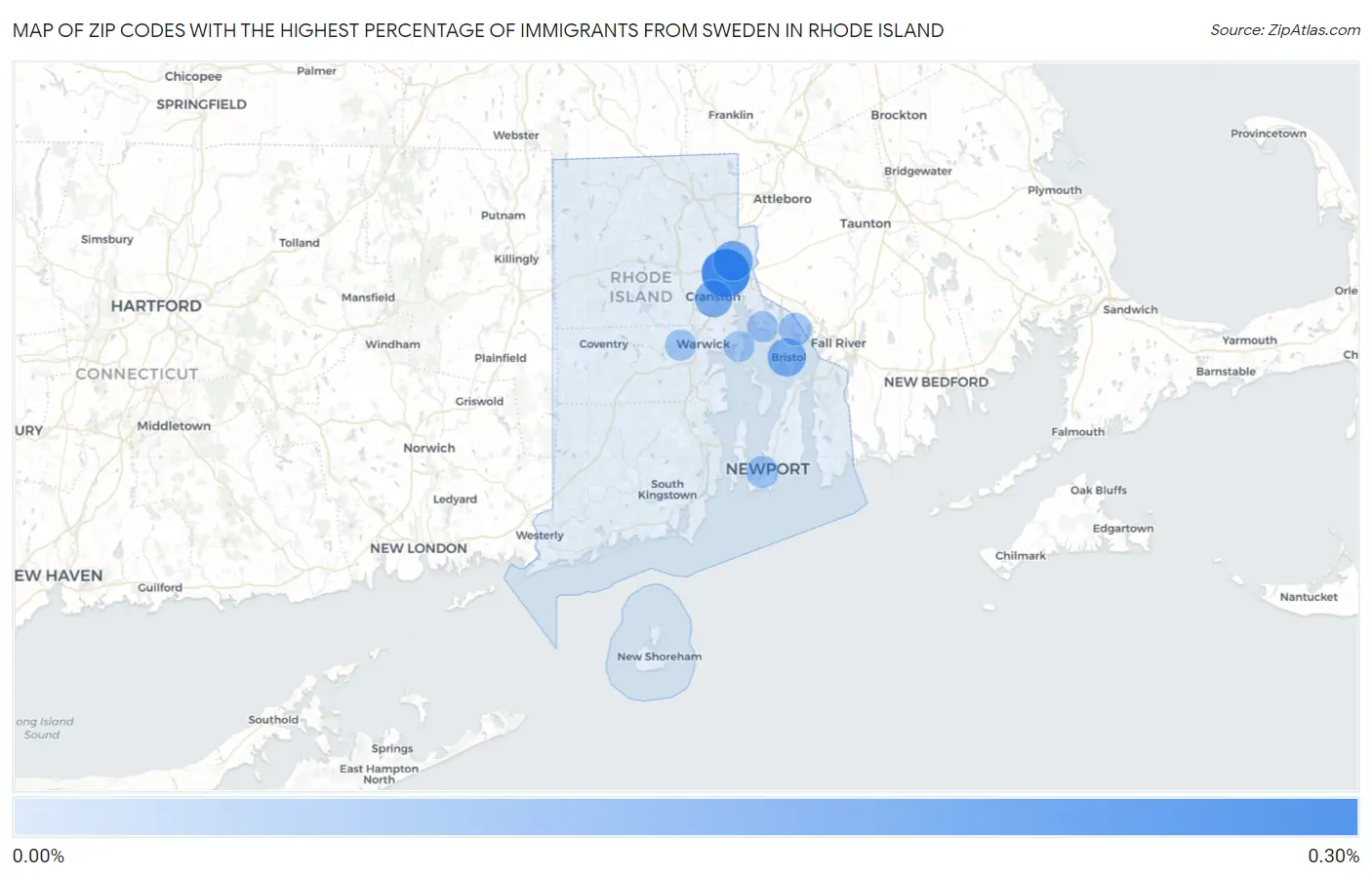 Zip Codes with the Highest Percentage of Immigrants from Sweden in Rhode Island Map