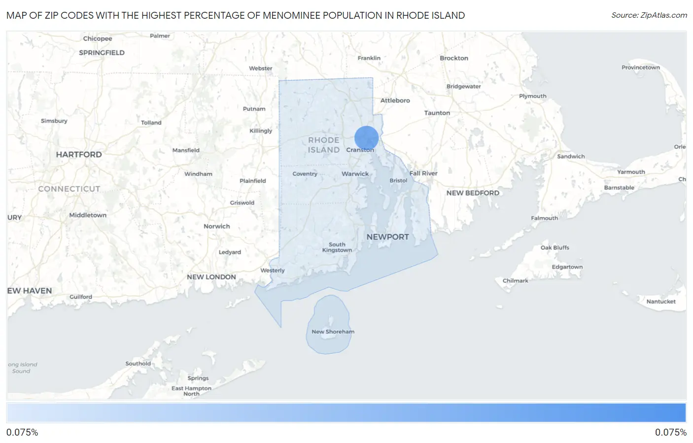 Zip Codes with the Highest Percentage of Menominee Population in Rhode Island Map