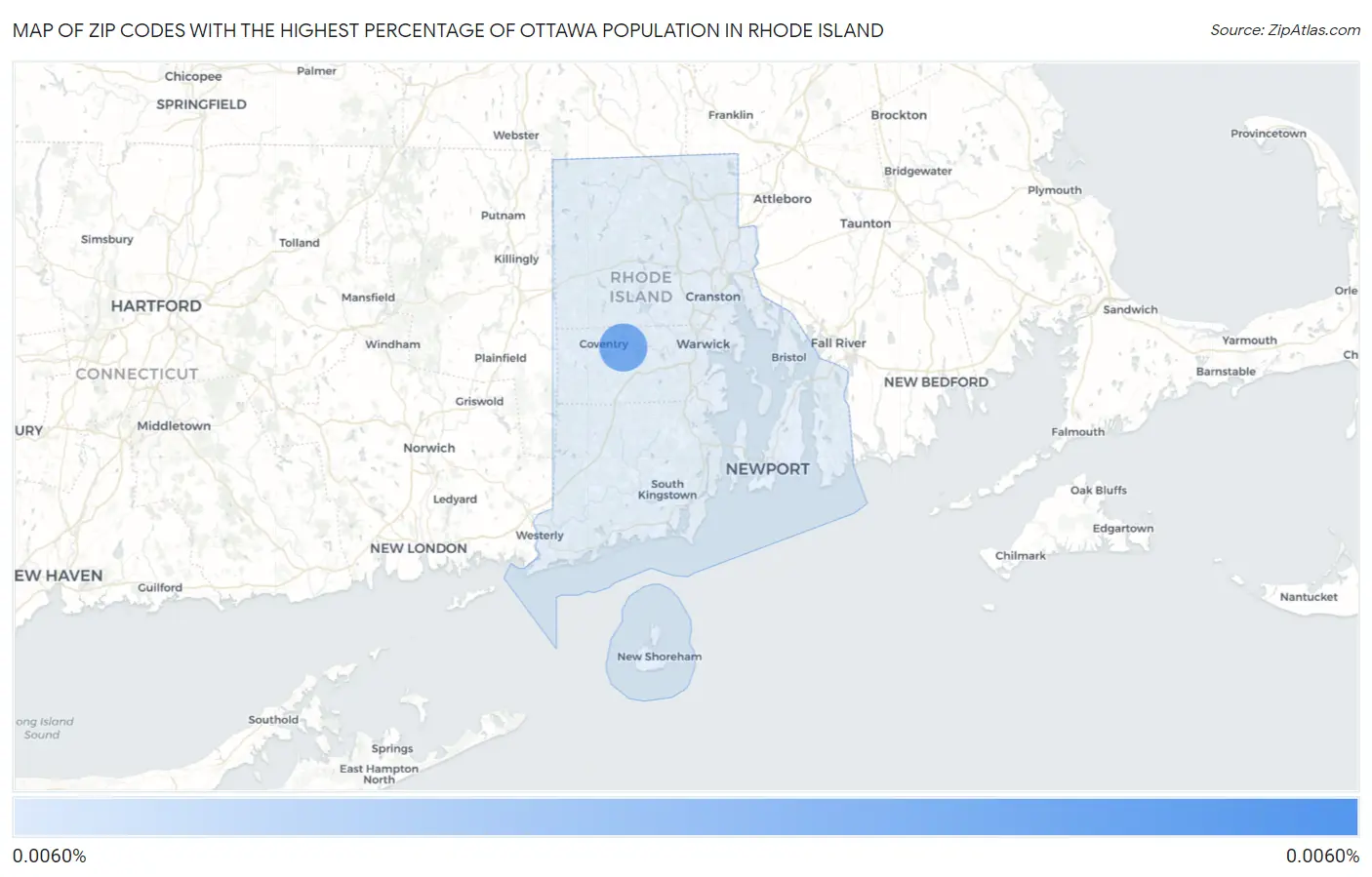 Zip Codes with the Highest Percentage of Ottawa Population in Rhode Island Map