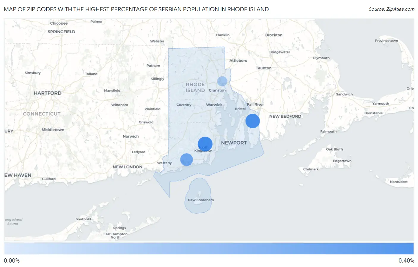 Zip Codes with the Highest Percentage of Serbian Population in Rhode Island Map