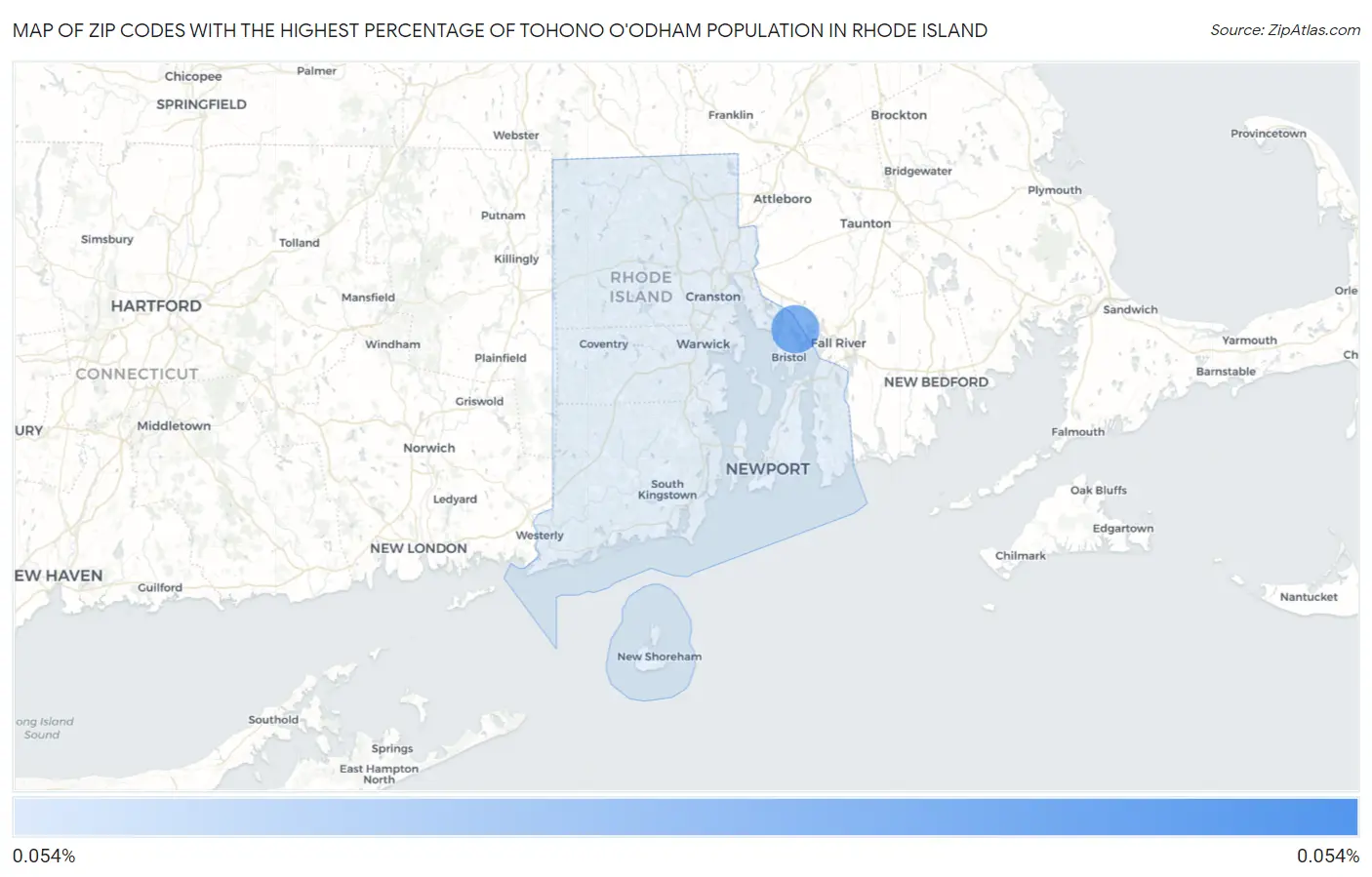Zip Codes with the Highest Percentage of Tohono O'Odham Population in Rhode Island Map