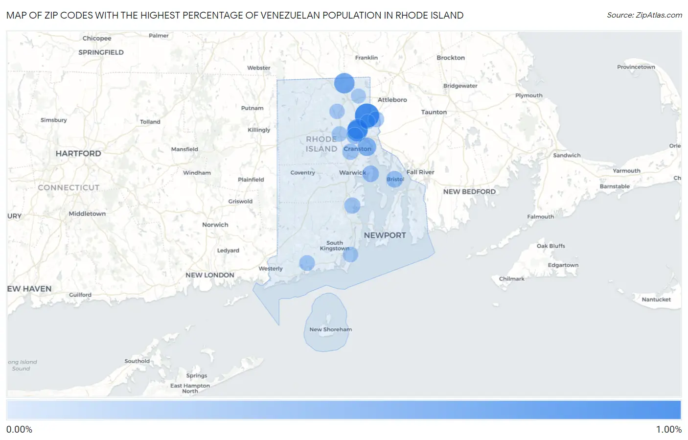 Zip Codes with the Highest Percentage of Venezuelan Population in Rhode Island Map