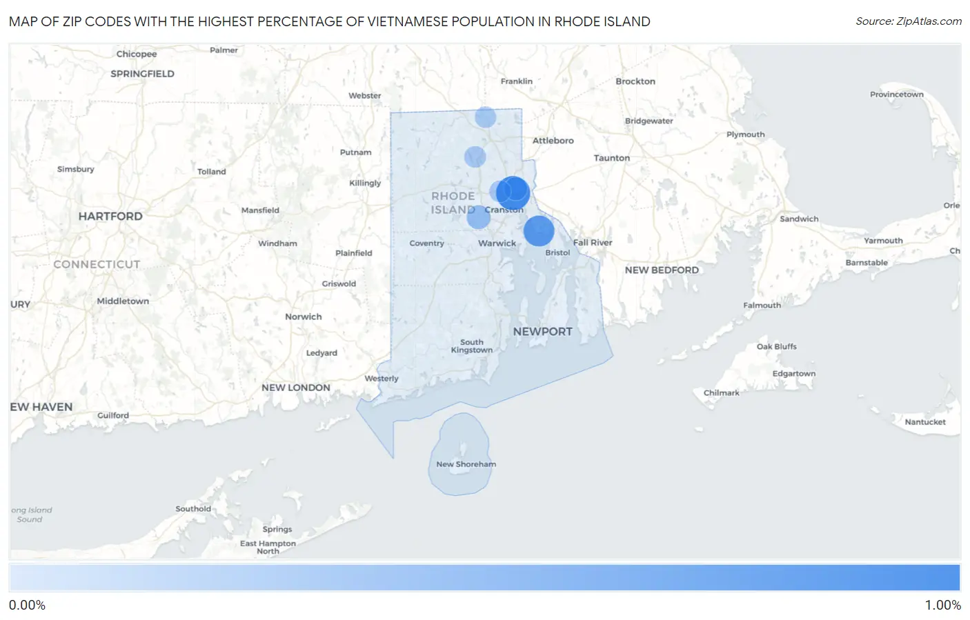 Zip Codes with the Highest Percentage of Vietnamese Population in Rhode Island Map
