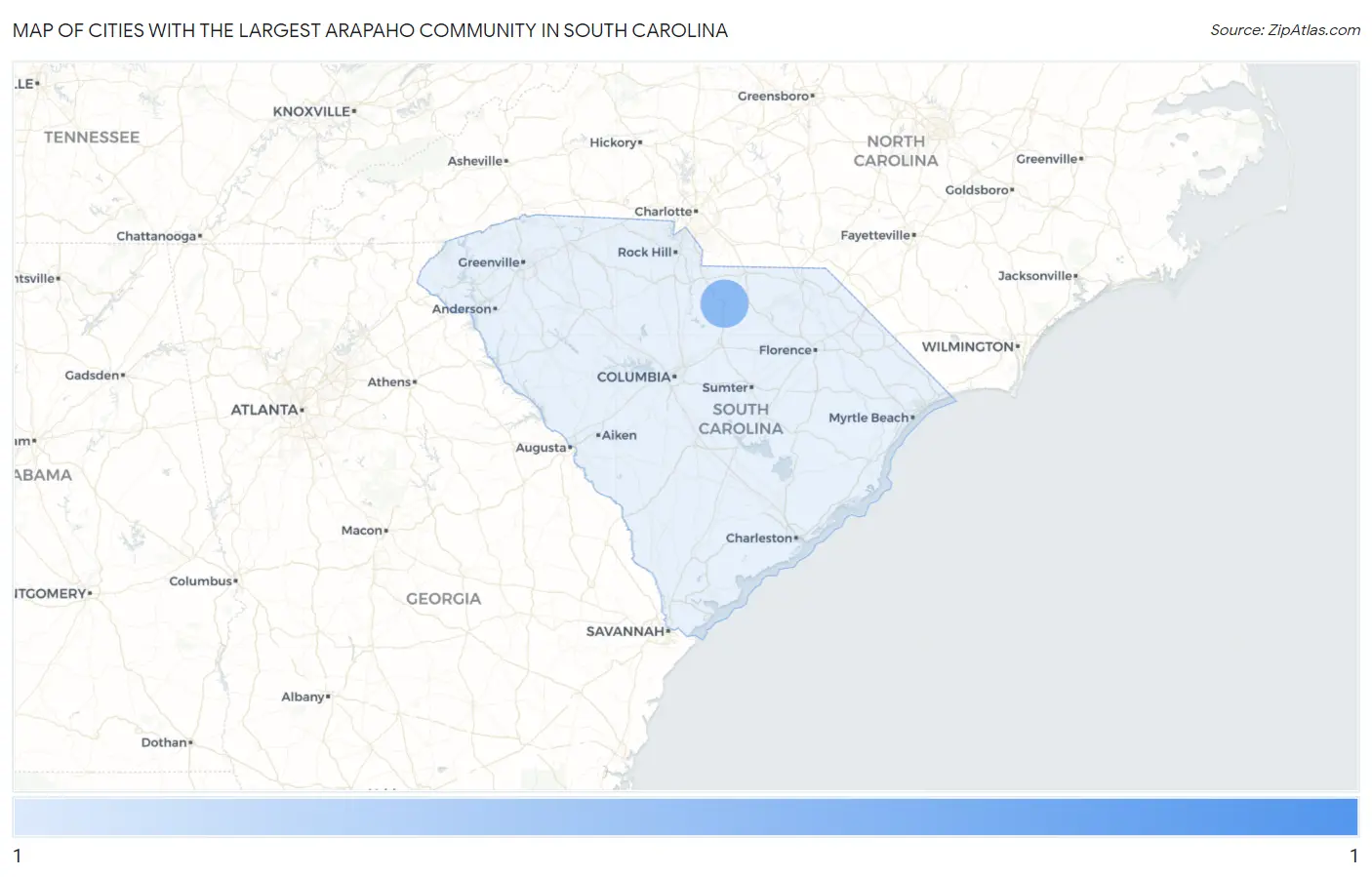 Cities with the Largest Arapaho Community in South Carolina Map