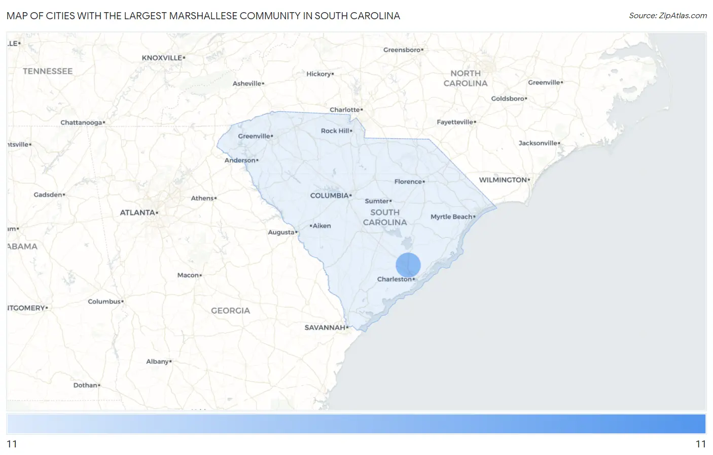 Cities with the Largest Marshallese Community in South Carolina Map