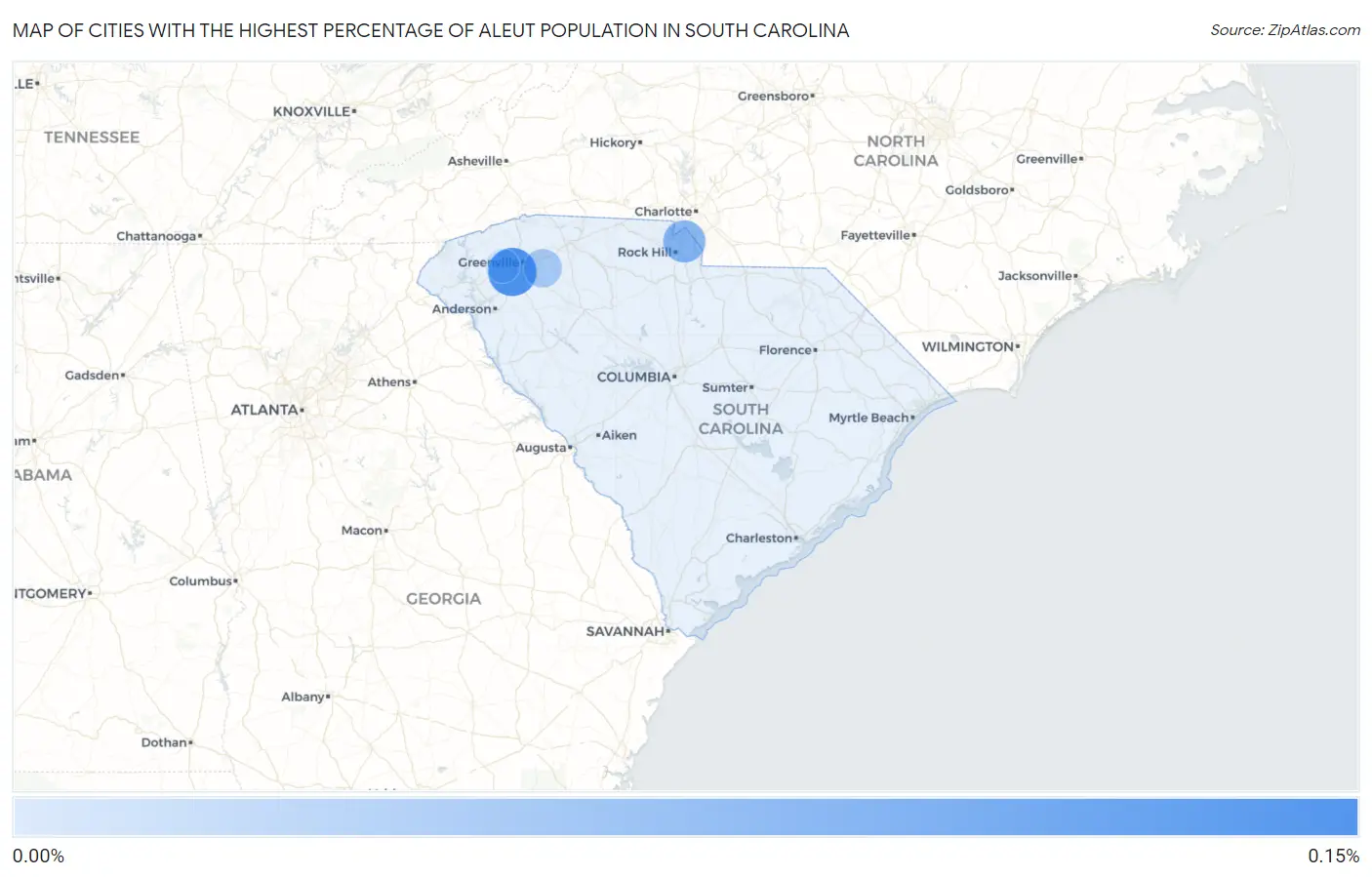 Cities with the Highest Percentage of Aleut Population in South Carolina Map