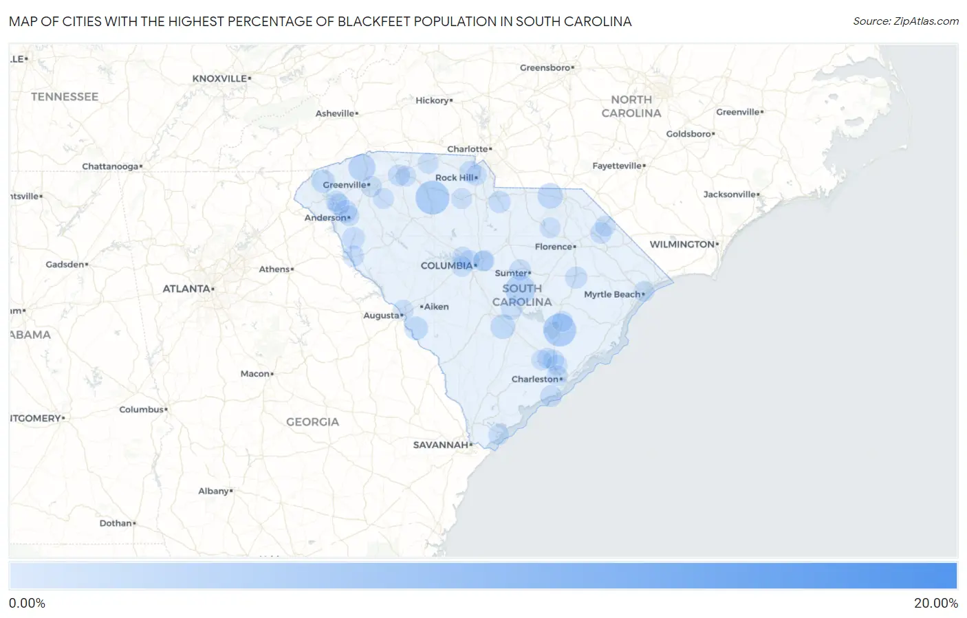 Cities with the Highest Percentage of Blackfeet Population in South Carolina Map
