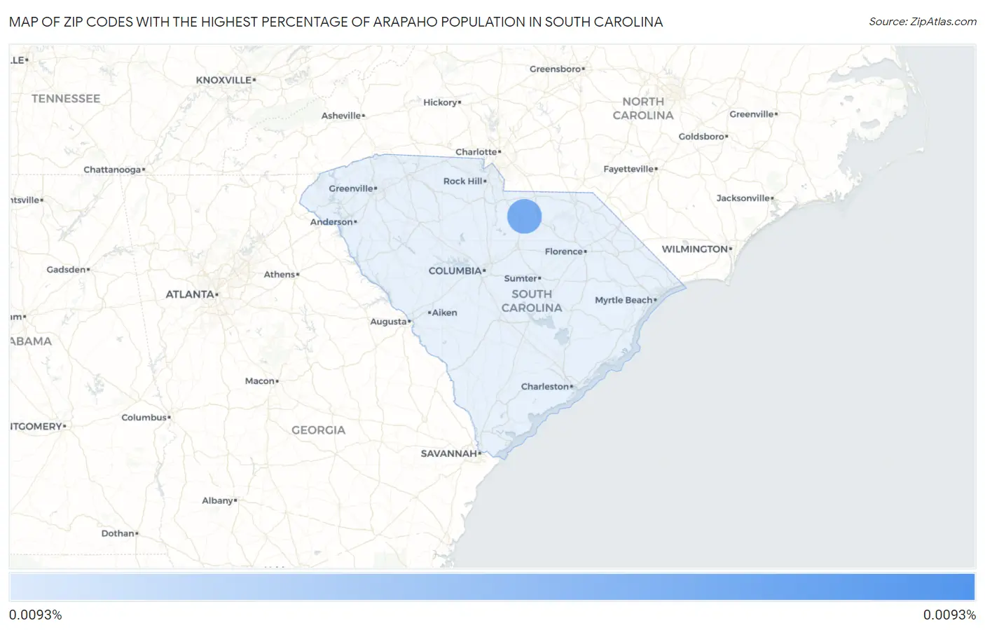 Zip Codes with the Highest Percentage of Arapaho Population in South Carolina Map