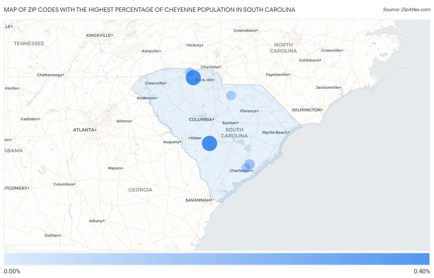 Zip Codes with the Highest Percentage of Cheyenne Population in South Carolina Map