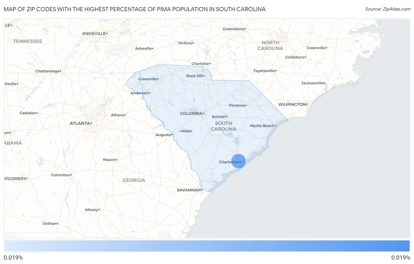 Zip Codes with the Highest Percentage of Pima Population in South Carolina Map
