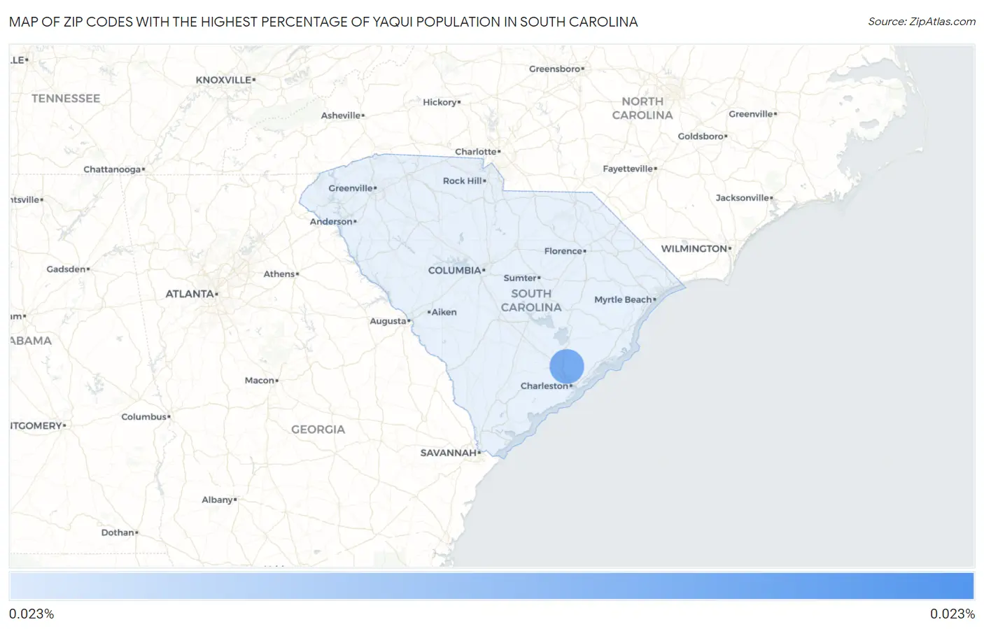 Zip Codes with the Highest Percentage of Yaqui Population in South Carolina Map