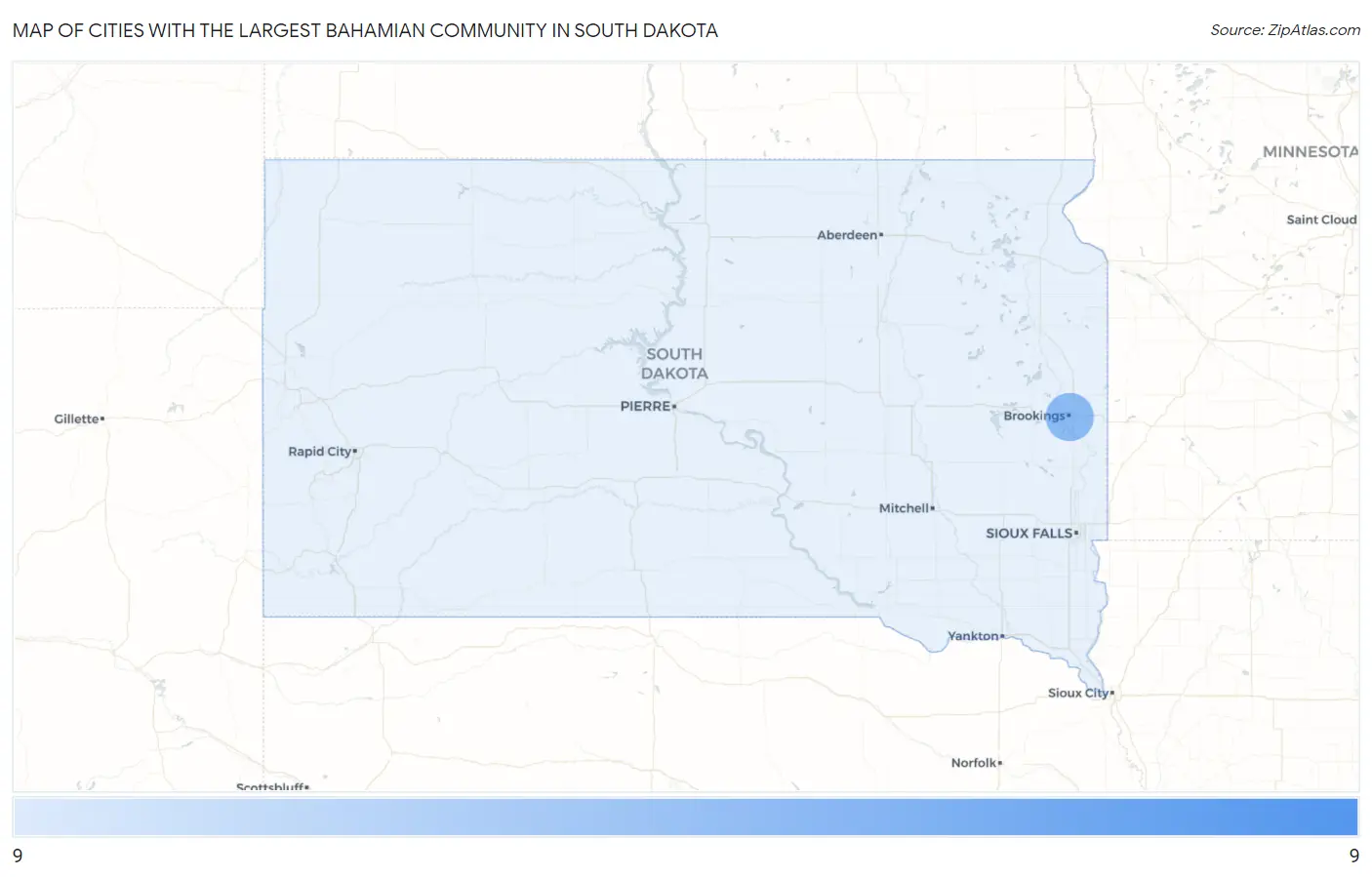 Cities with the Largest Bahamian Community in South Dakota Map