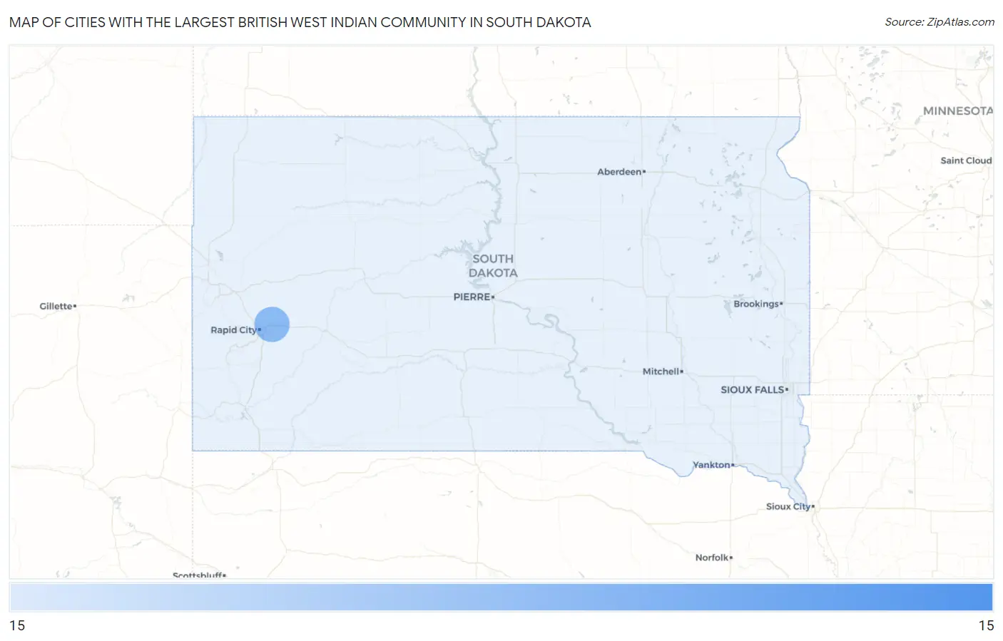 Cities with the Largest British West Indian Community in South Dakota Map