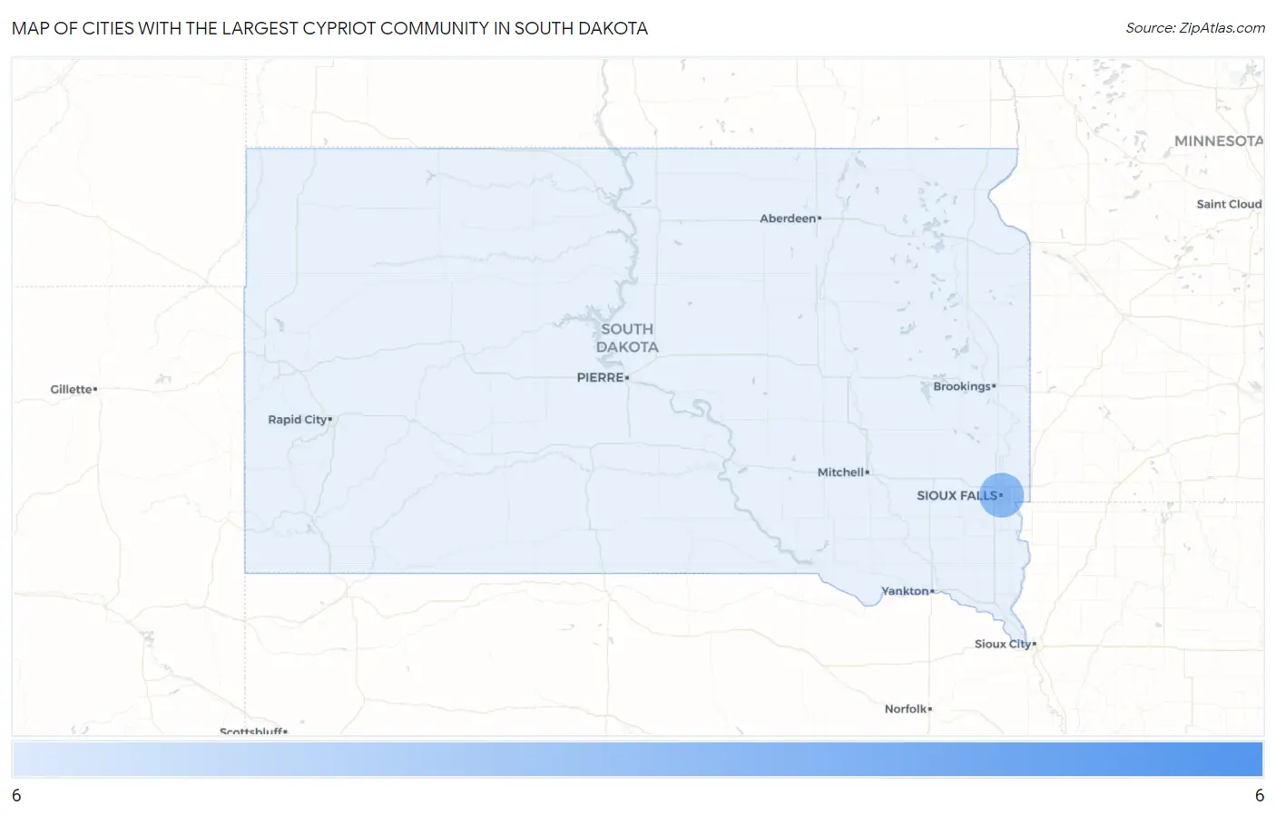 Cities with the Largest Cypriot Community in South Dakota Map