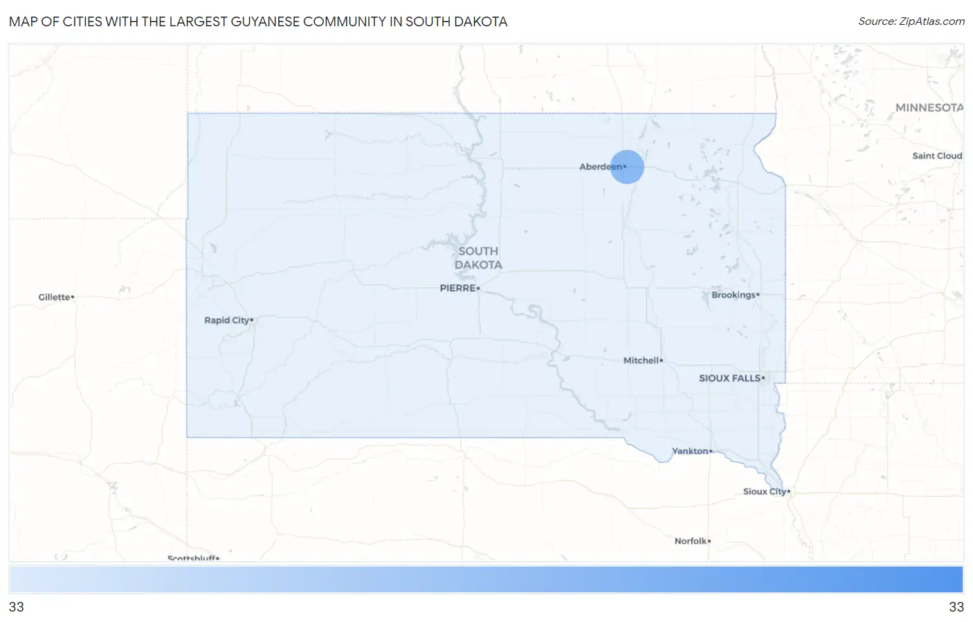 Cities with the Largest Guyanese Community in South Dakota Map