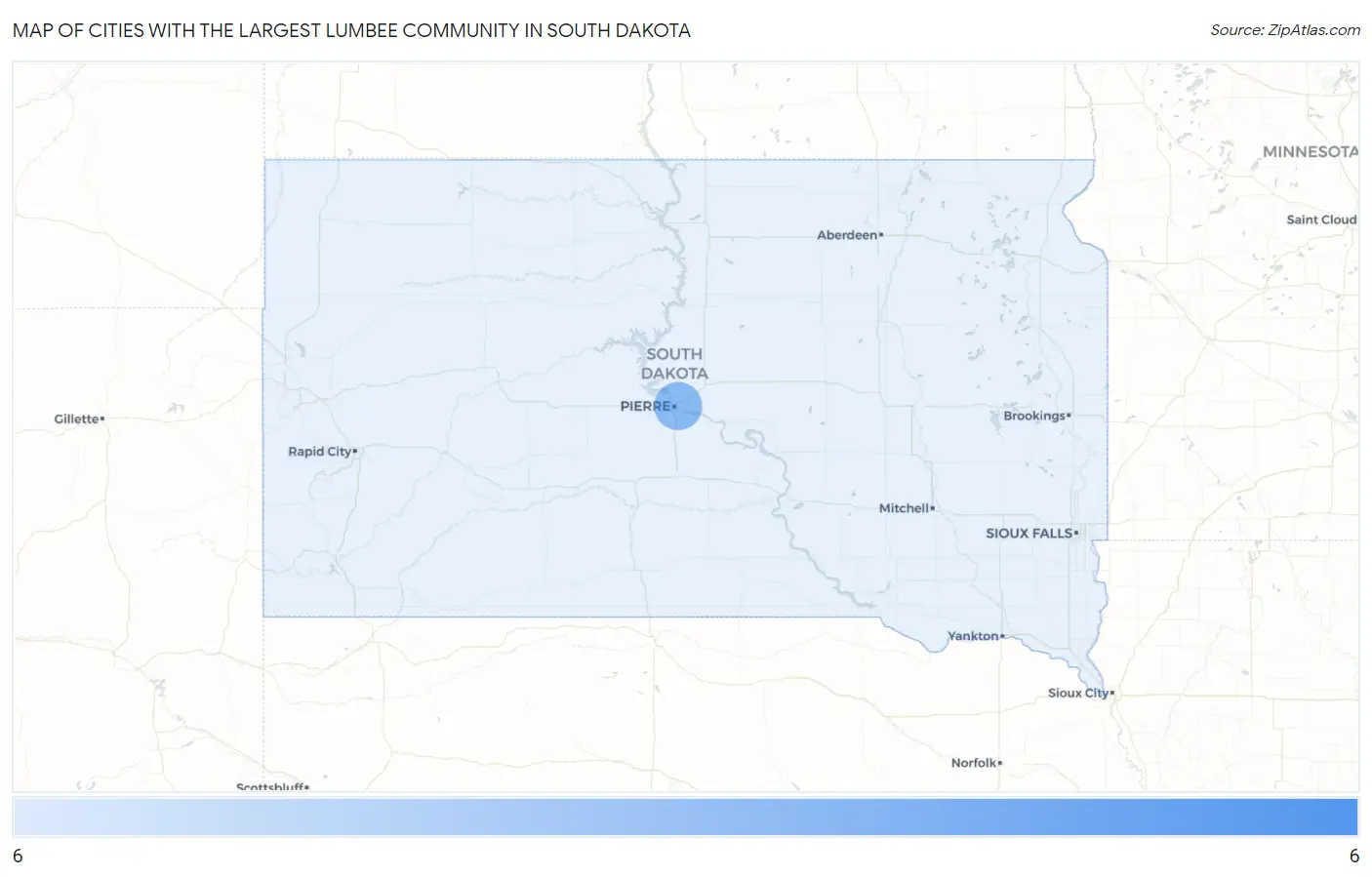Cities with the Largest Lumbee Community in South Dakota Map