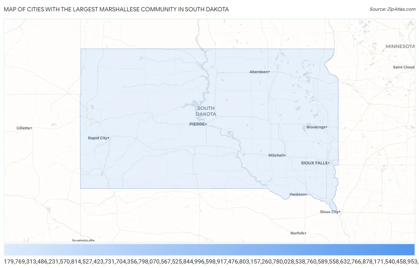 Cities with the Largest Marshallese Community in South Dakota Map