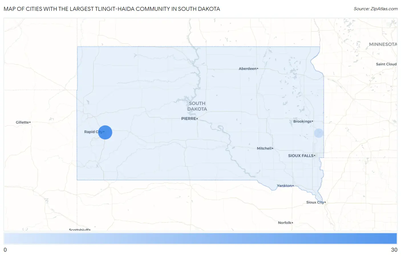 Cities with the Largest Tlingit-Haida Community in South Dakota Map