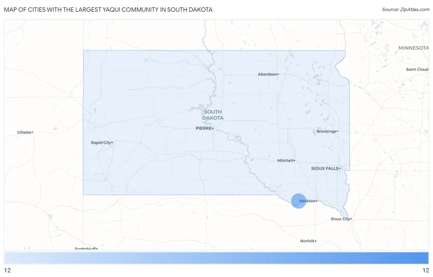 Cities with the Largest Yaqui Community in South Dakota Map
