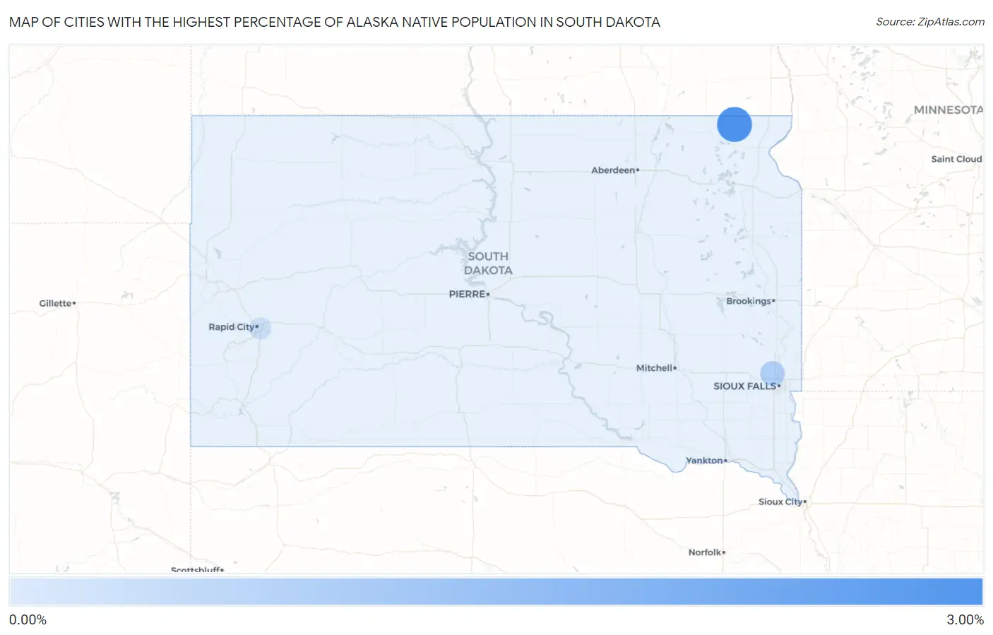 Cities with the Highest Percentage of Alaska Native Population in South Dakota Map