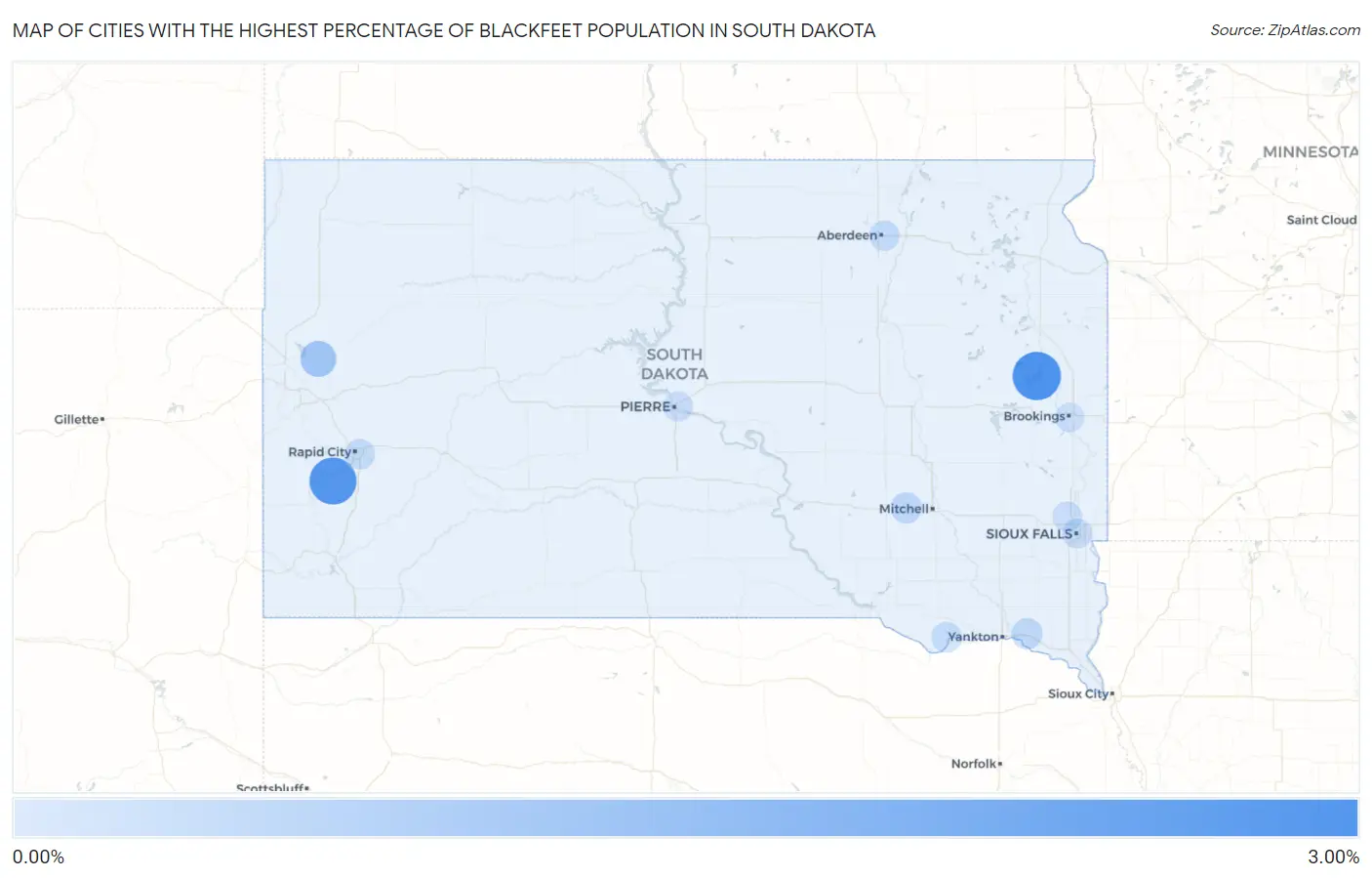 Cities with the Highest Percentage of Blackfeet Population in South Dakota Map