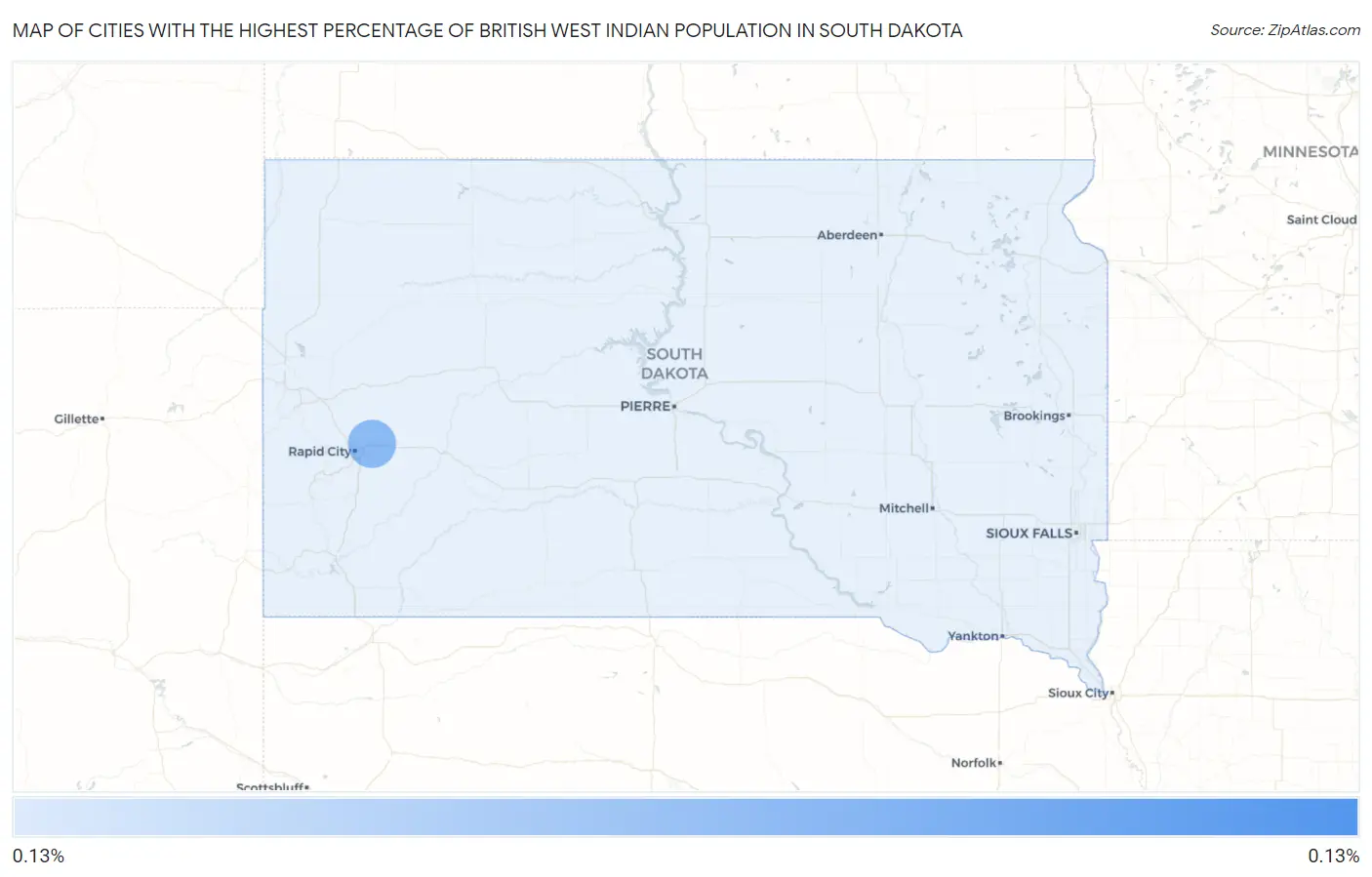 Cities with the Highest Percentage of British West Indian Population in South Dakota Map