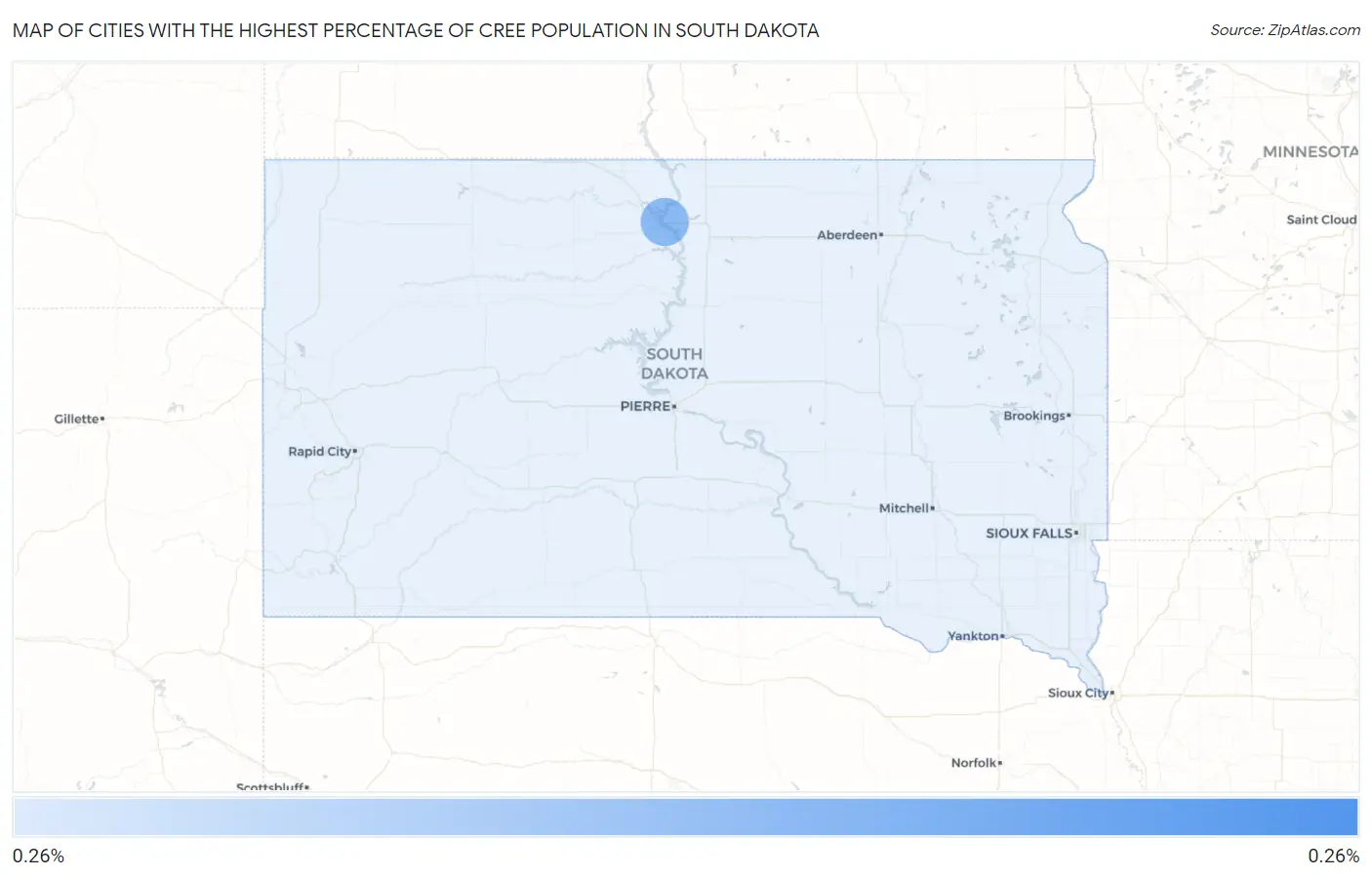 Cities with the Highest Percentage of Cree Population in South Dakota Map