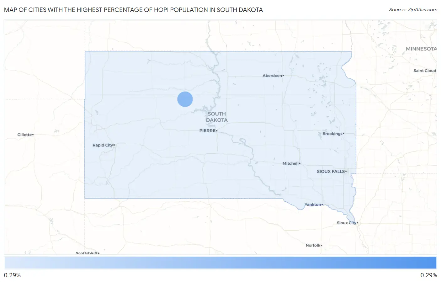 Cities with the Highest Percentage of Hopi Population in South Dakota Map