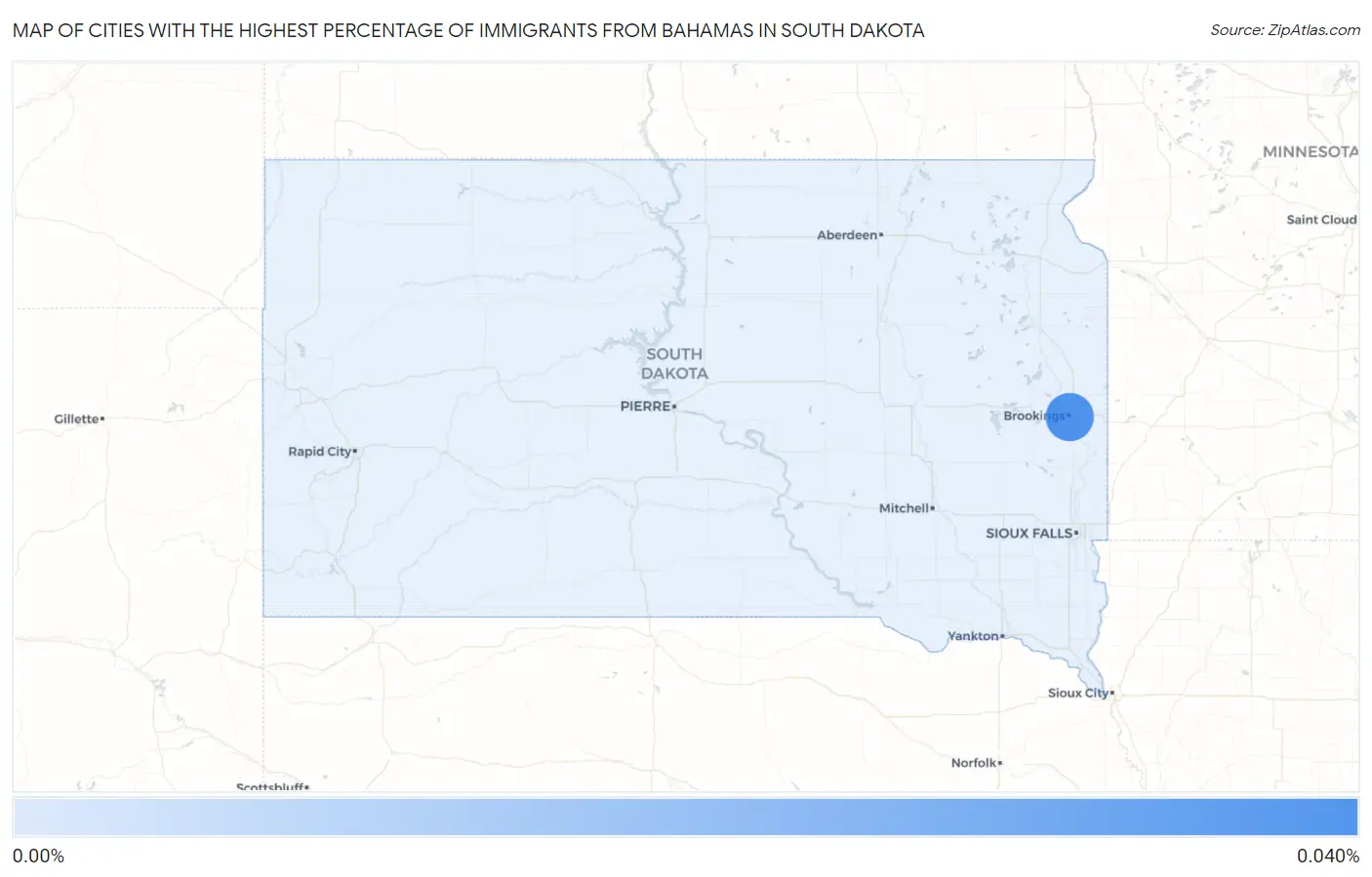 Cities with the Highest Percentage of Immigrants from Bahamas in South Dakota Map