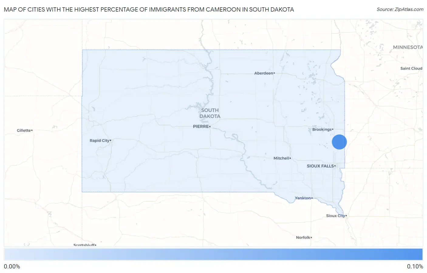 Cities with the Highest Percentage of Immigrants from Cameroon in South Dakota Map