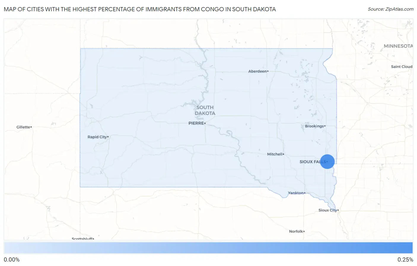 Cities with the Highest Percentage of Immigrants from Congo in South Dakota Map