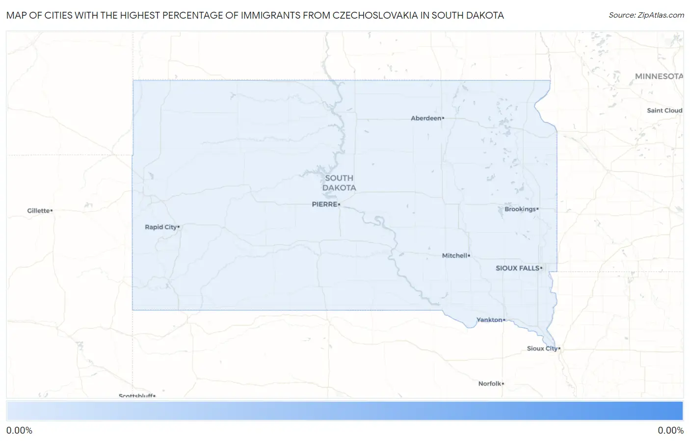 Cities with the Highest Percentage of Immigrants from Czechoslovakia in South Dakota Map