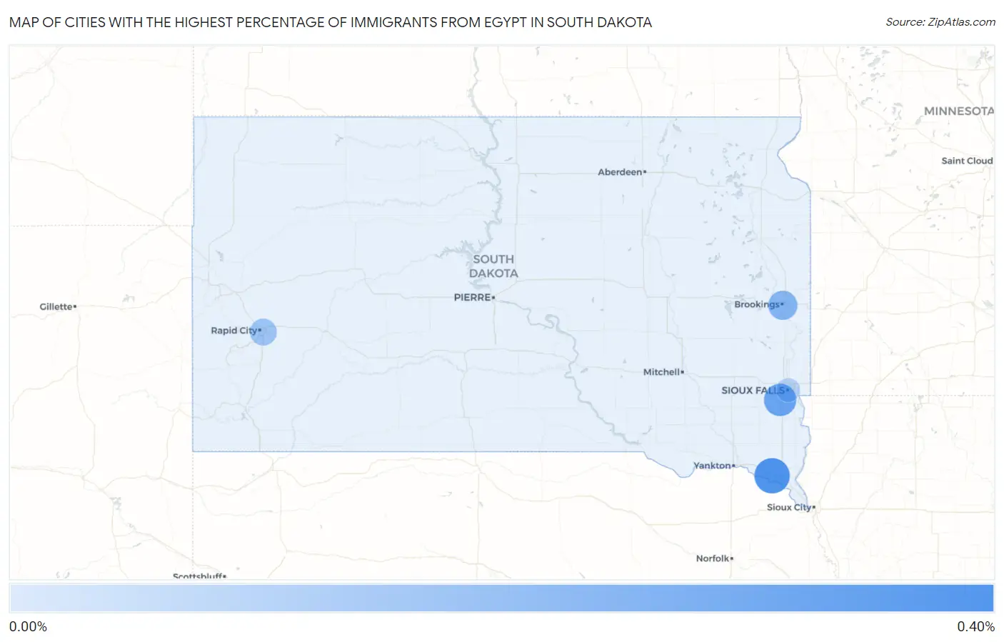 Cities with the Highest Percentage of Immigrants from Egypt in South Dakota Map