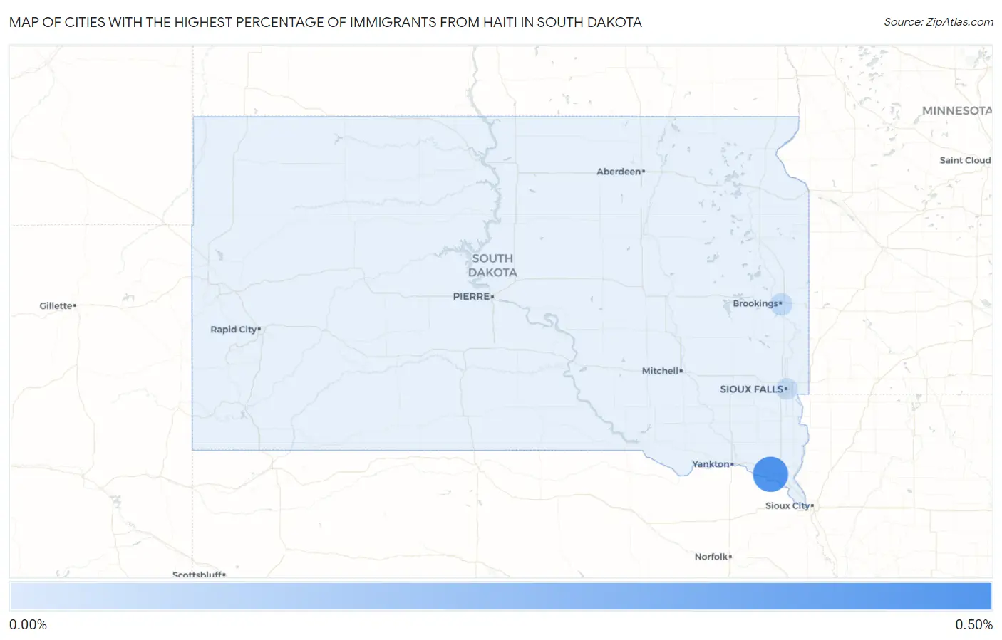 Cities with the Highest Percentage of Immigrants from Haiti in South Dakota Map