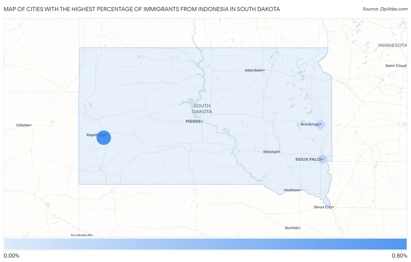 Cities with the Highest Percentage of Immigrants from Indonesia in South Dakota Map