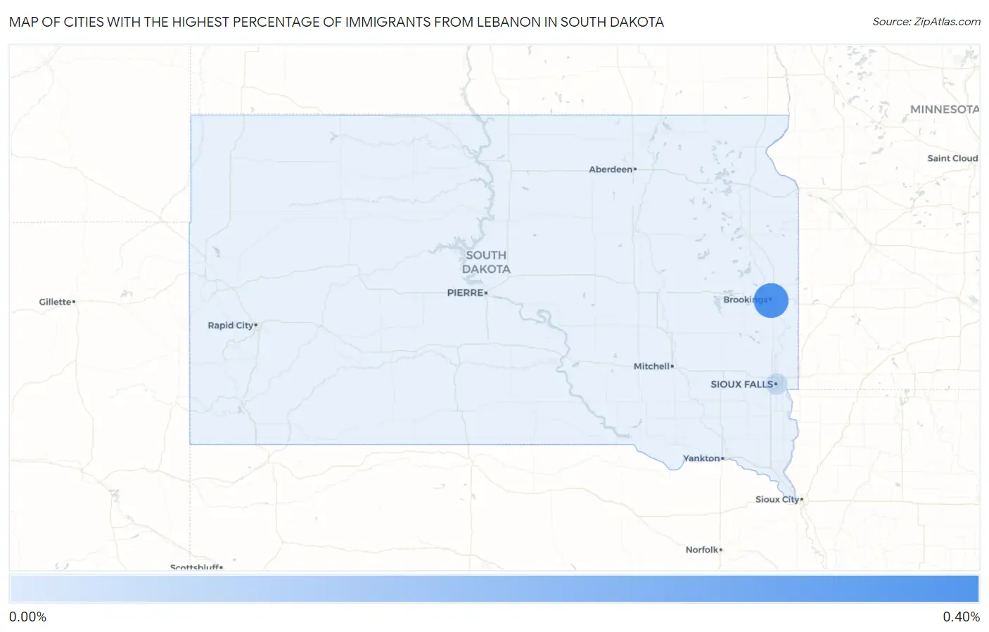Cities with the Highest Percentage of Immigrants from Lebanon in South Dakota Map
