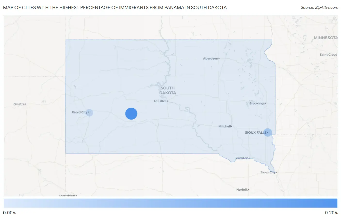 Cities with the Highest Percentage of Immigrants from Panama in South Dakota Map