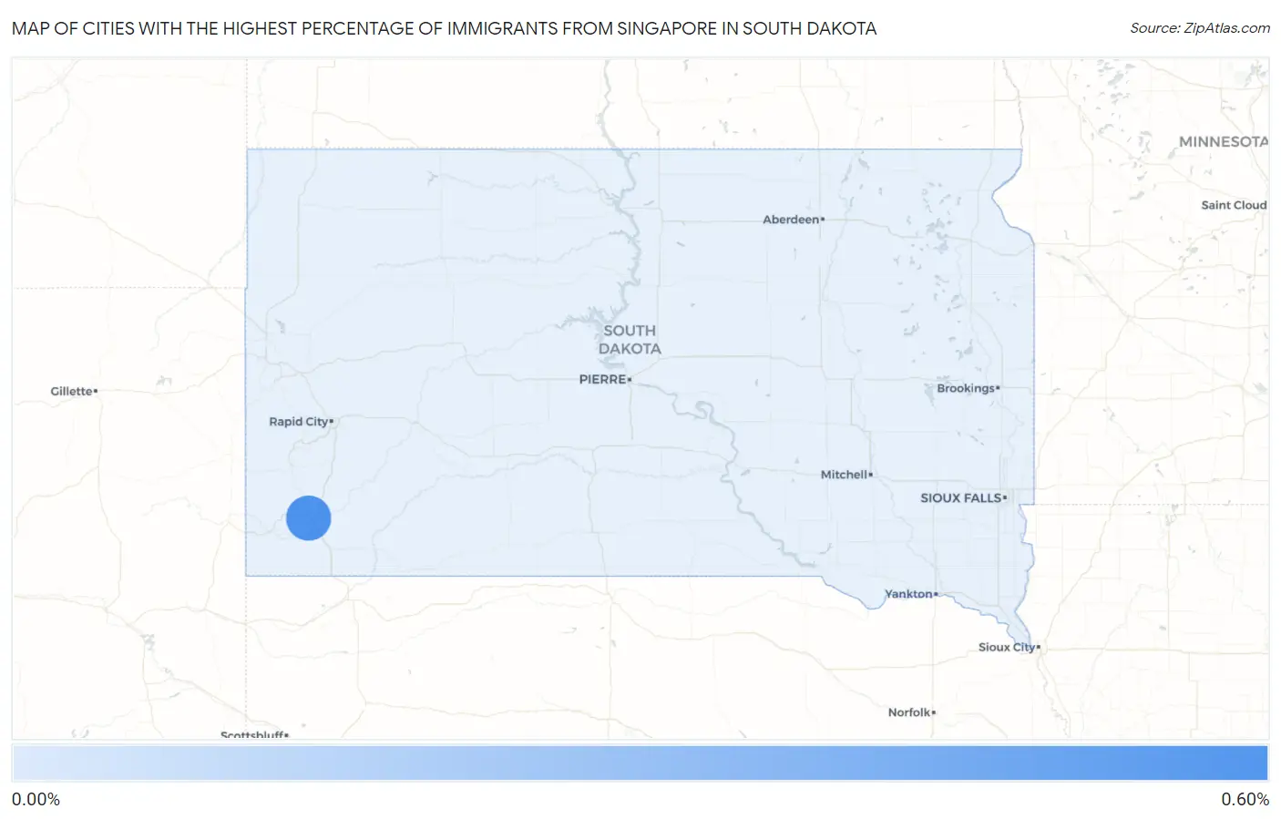 Cities with the Highest Percentage of Immigrants from Singapore in South Dakota Map