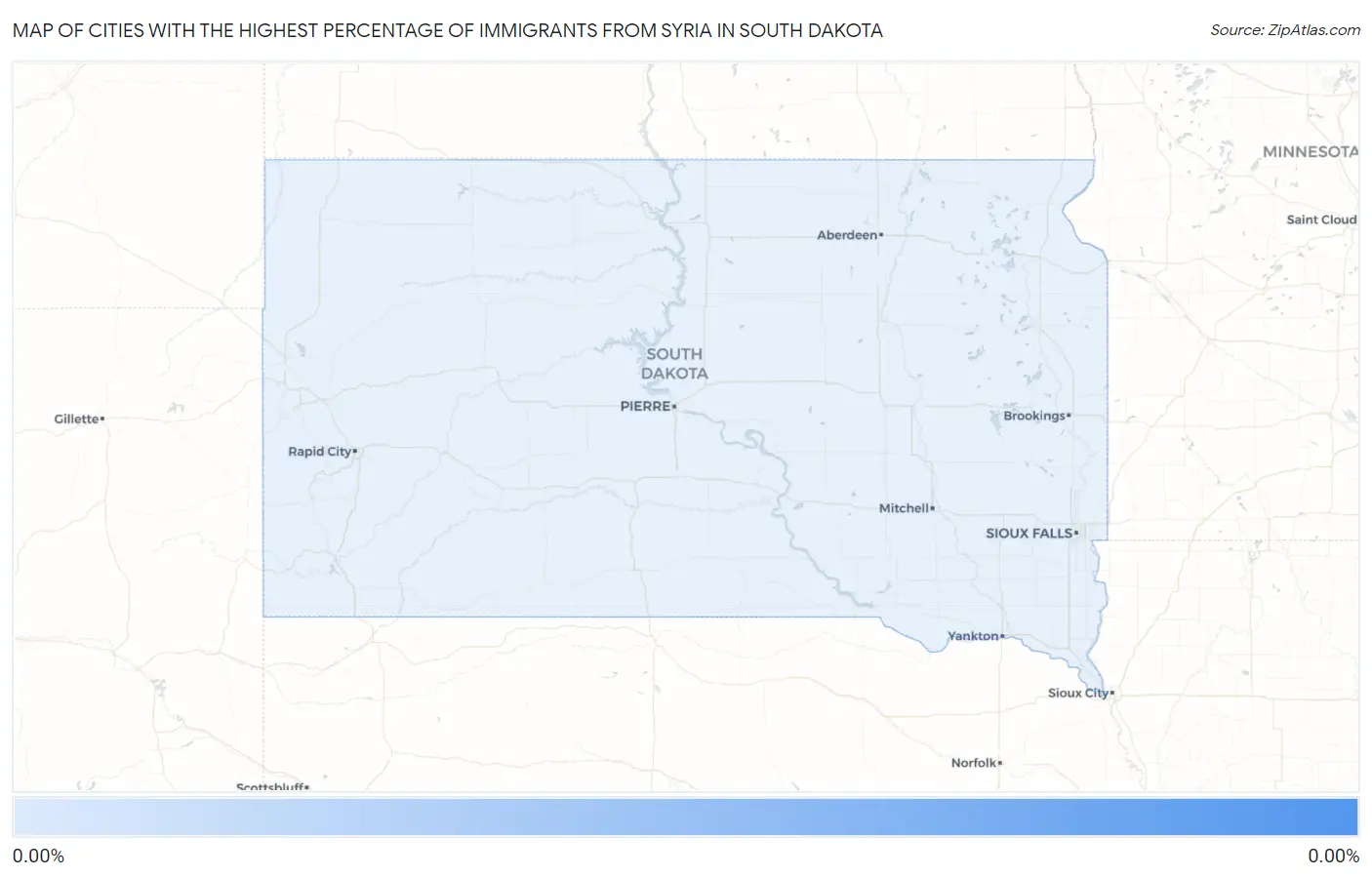Cities with the Highest Percentage of Immigrants from Syria in South Dakota Map