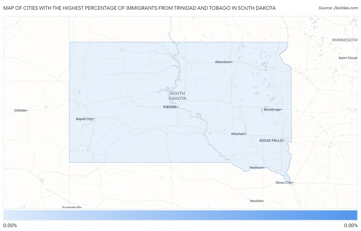 Cities with the Highest Percentage of Immigrants from Trinidad and Tobago in South Dakota Map