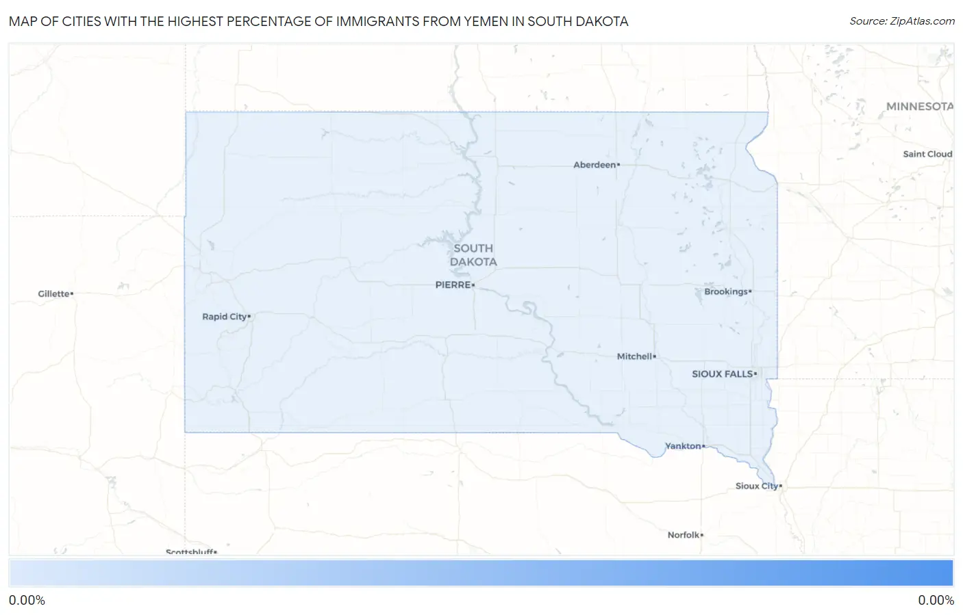 Cities with the Highest Percentage of Immigrants from Yemen in South Dakota Map
