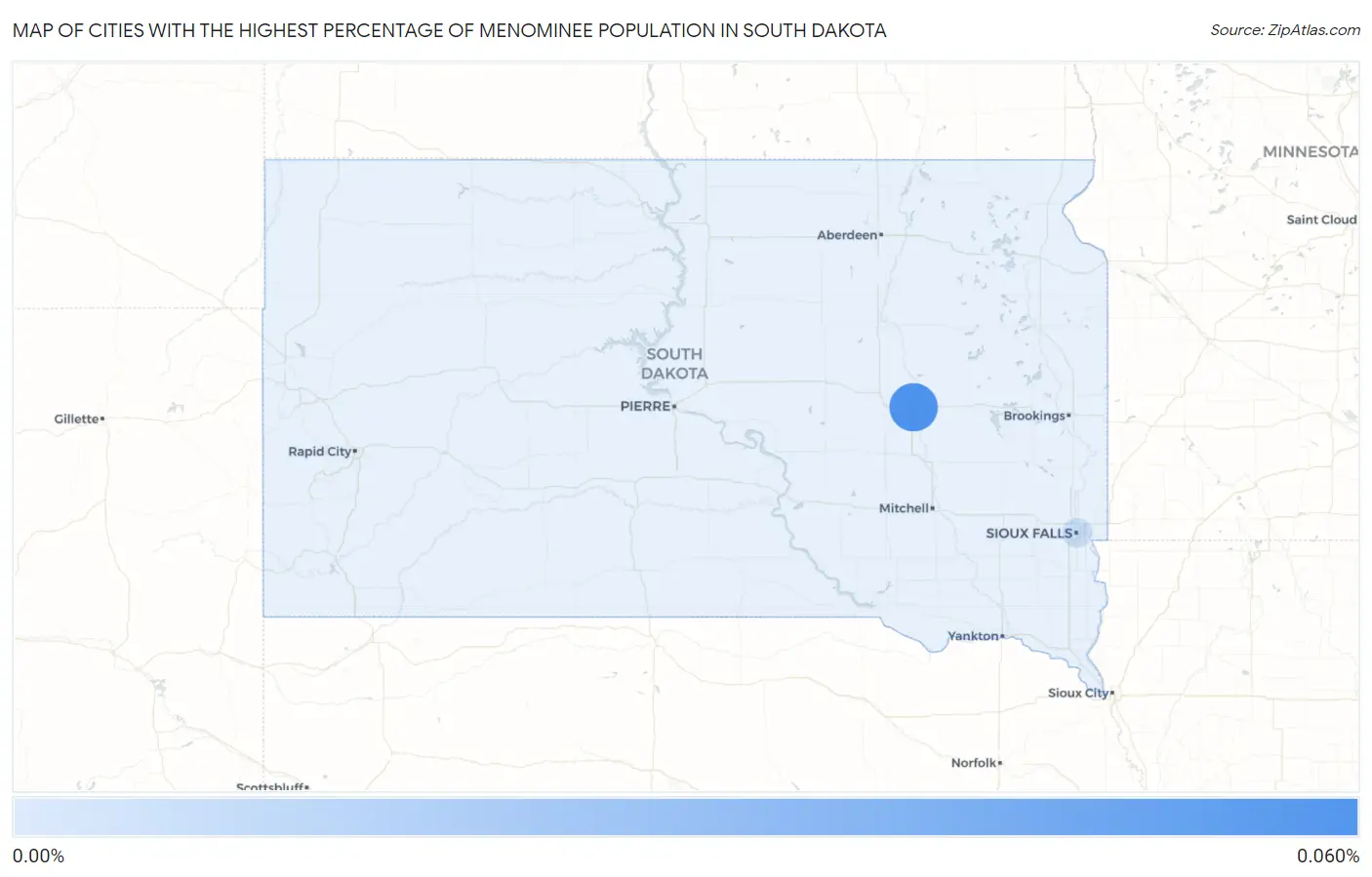 Cities with the Highest Percentage of Menominee Population in South Dakota Map